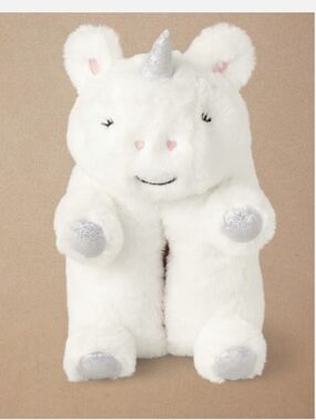 Gymboree White Plush Unicorn Kids Slippers with Silver Accents